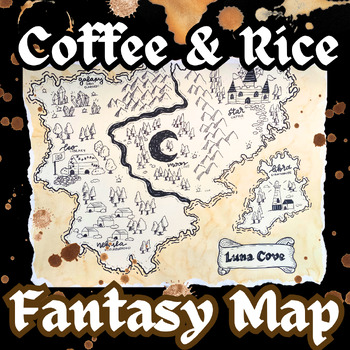 Preview of Coffee/Rice Fantasy Map Drawing Project, Geography, Middle/High School Art