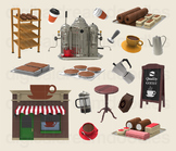 Coffee Shop Clipart - Pastry Bakery Digital PNG Graphics