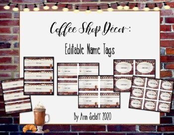 Preview of Coffee Shop Decor: Editable Name Tags and Labels