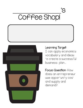 Preview of Coffee Shop - Economics Project Based Learning