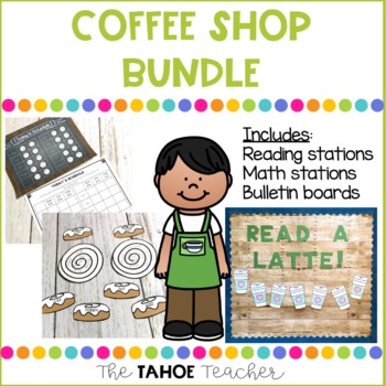 Preview of Coffee Shop Reading, Math, and Bulletin Board Bundle