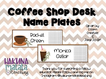 Preview of Coffee Shop Themed Desk Name Plates/Tags