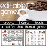 Coffee Shop Themed Editable Game Boards