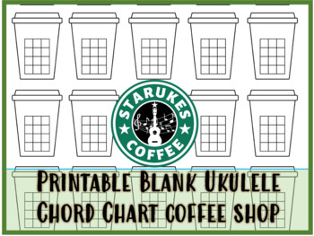 Preview of Coffee Shop Ukulele Blank Chord Chart Starbucks