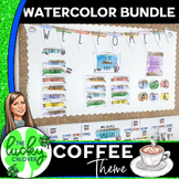 Coffee Shop Classroom - Watercolor Decor Bundle for Back t