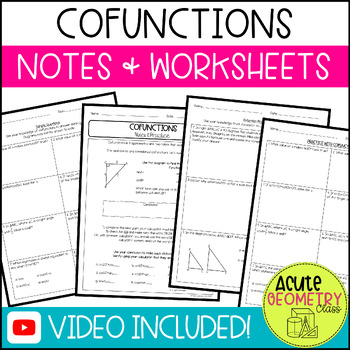 Preview of Cofunctions (Sine Cosine) Guided Notes with Video Lesson and Practice Worksheet