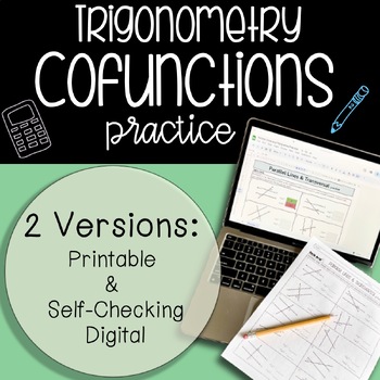 Preview of Cofunctions Practice (Self-Checking Digital & Printable Versions)