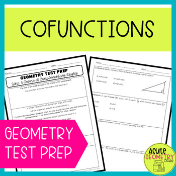 Preview of Cofunctions Sine & Cosine of Complementary Angles Worksheet - Geometry Review