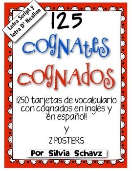 Preview of Cognados: ¡250 tarjetas de vocabulario con cognados en inglés y en español!