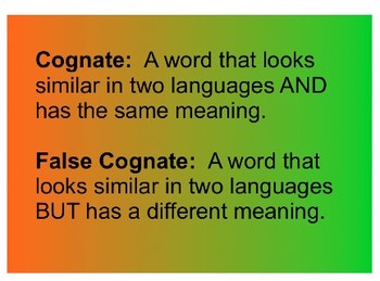 Cognate and False Cognate Game by SS Designs | Teachers Pay Teachers