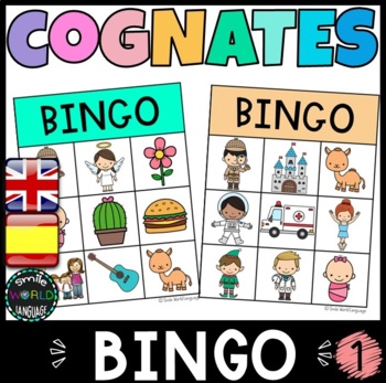 Preview of Cognates BINGO 1 - 20 Cognados English Spanish inglés español