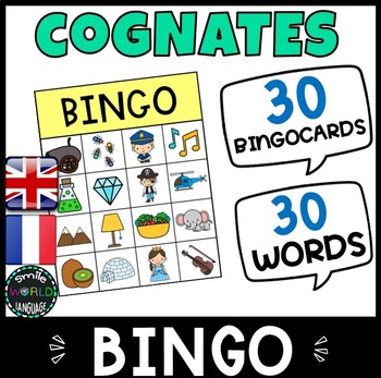 Cognates BINGO 30 Mots English French Jeu Français Anglais Vocabulaire