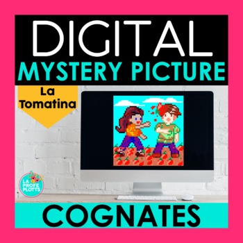 Preview of Cognates Digital Mystery Picture | Spanish Pixel Art