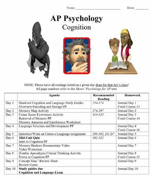 Preview of Cognition Study Guide for Psychology or AP Psychology