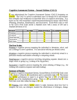 Preview of Cognitive Assessment System – Second Edition (CAS-2) TEMPLATE SCHOOL PSYCH