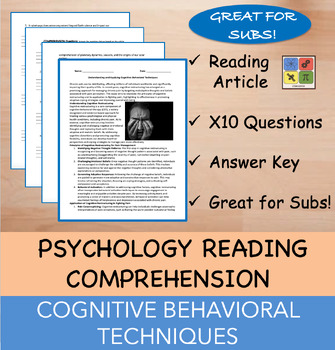 Preview of Cognitive-Behavioral Techniques - Psychology Reading Passage - 100% EDITABLE