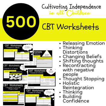 Preview of CBT Printable & Interactive DIGITAL WORKBOOKS_ Zoom Therapy Tools_ (495 pgs.)