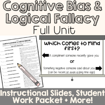 Preview of Cognitive Bias and Logical Fallacy Unit | Instruction Slides + Worksheets