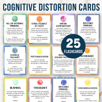 Preview of Cognitive Distortions Cards Self Regulation Anxiety Coping Skills Mental Health