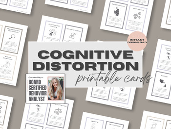 Preview of Cognitive Distortion (Negative Thinking) Printable Cards
