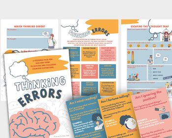 Preview of Cognitive Distortions Resources, Thinking Errors Worksheets, Reframe Thoughts