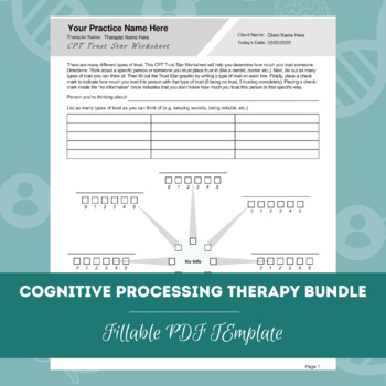 Preview of Cognitive Processing Therapy Worksheets Bundle | Fillable / Printable PDF