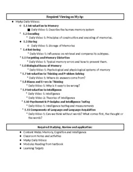 Cognitive Psychology Unit Sheet by Social Studies Assistant | TPT