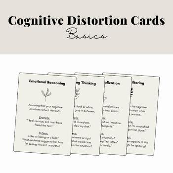 Preview of Cognitive Distortion Cards Basics | School Counseling Printable Freebie | Pastel