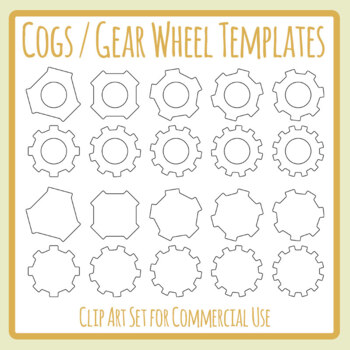 Preview of Cogs / Gears / Clockwork Templates - STEM / Engineering Machinery Clip Art