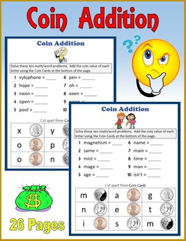 Preview of Coin Addition - Math and Spelling