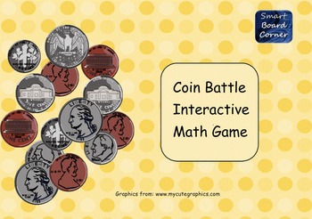 Preview of Coin Battle Interactive Math Game SMART Board Lesson