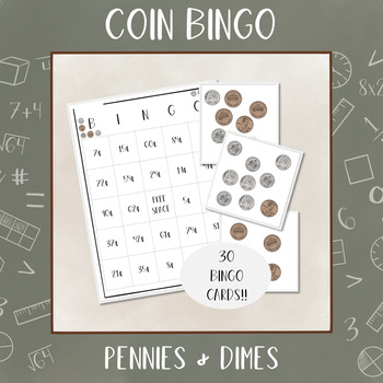 Preview of Coin Bingo / Pennies and Dimes / Elementary Math Center Game / Make Your Own