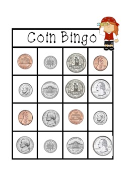 Coin Bingo Penny, Nickel, Dime, Quarter by Kolors of Kindergarten