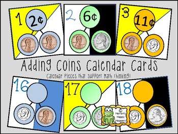 Preview of Calendar Date Cards - Adding Coin Combinations