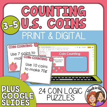 Preview of Change Challenge Task Cards Number Sense Puzzles using Coins
