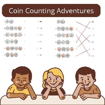 Preview of Coin Counting Adventures: Kindergarten Worksheets for Mastering Money Skills