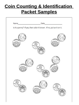 Coin ID and Counting Worksheets and Assessment (Pennies, Nickels, Dimes)