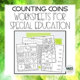 Coin Identification & Counting Coins Worksheets for Specia