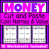 Coin Identification Cut and Paste Worksheets Identifying C