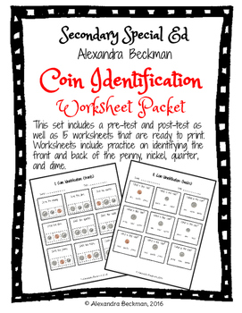 Preview of Money Coin Identification Worksheet Packet