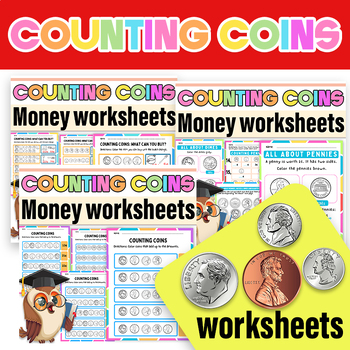 Preview of Coin Identification and Coin Counting | Coins Money Worksheets for Kindergarten