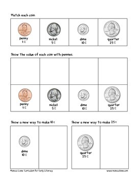 Value of coins worksheets