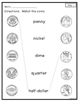 Coin Identification by Name- Daily Math Practice | TpT