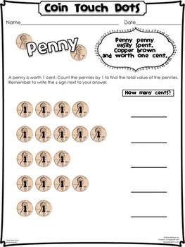 Coin Touch Dot Worksheets Pack by Whitney Joy | Teachers Pay Teachers