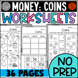 First Grade Money Worksheets Counting Coins: Penny, Nickel