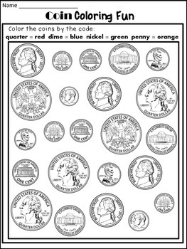 Money Worksheets: Coin Identification Worksheets and Poster | TpT