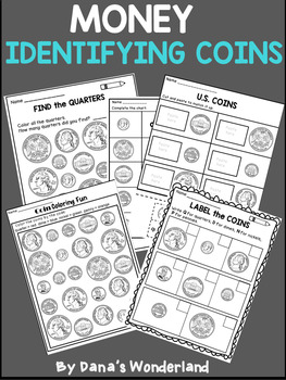 Preview of Money Worksheets | Identify and Count US Coins Practice Sheets