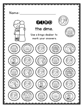 Coins: Find and Dab by Angelina Kelly | Teachers Pay Teachers