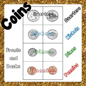 Preview of Coins (Front and Back) Quarters, Dimes, Nickels, Penny, Pennies - Manipulatives
