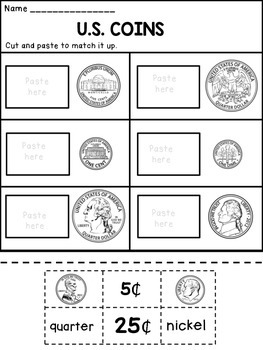 Money Worksheets: Identifying Coins by Dana's Wonderland | TpT